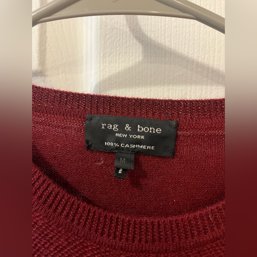 rag & bone Rich Burgundy Women's Cashmere Sweater - Picture 3 of 4